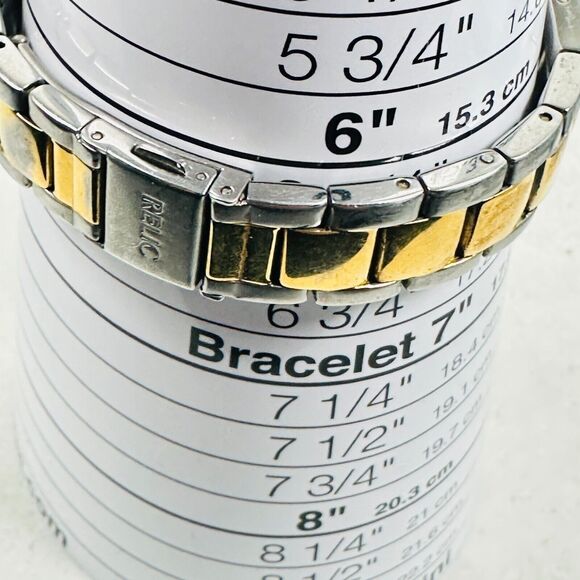 Relic Wet Watch Womens 31mm Crystal Bezel Day Date Two Tone 6.5" New Battery - Picture 11 of 11